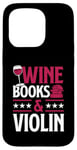 Coque pour iPhone 15 Pro Livres sur le vin et le violon rouge