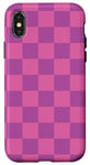 Coque pour iPhone X/XS Rose, violet, motif damier, carreaux