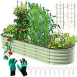 9 in 1 Lits Surélevés pour Le Jardin - Potager Exterieur en Acier Inoxydable Galvanisé - Kit Stable de Lits Surélevés en Métal - Lit de Jardin pour