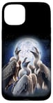 iPhone 15 Plus 3 Vultures Howling At The Moon Funny Vulture Bird Carrion Case