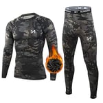 MEETYOO Ensemble de sous-Vêtements Thermiques Homme, Sport Base Layer Maillot Manches Longues Pantalon Quick Dry Sou Vetement pour L'entraînement Ski Running Randonnée