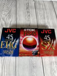 3 x VHS-C VHSC Camcorder Video Tapes 2 X JVC-45 & 1 x TDK HS45 New