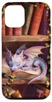 Coque pour iPhone 12/12 Pro Amateur de livres Cute Dragon Books Cottagecore Flower Bookworm