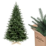 SALCAR Sapin de Noël Artificiel 180cm de Socle en Bois, Arbre de Noel avec 980 PE&PVC Pointes de Branche, Gants et Pieds de Sapin de Noël, Lgnifuge, Assemblage Rapide