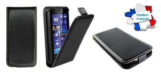 Housse Etui Coque Luxe Slim Cuir Eco Noir Pour Nokia Lumia 620