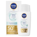 NIVEA SUN Derma Skin Clear SPF50+ (40ml), Face Sunscreen with Anti-Blemish Complex and Niacinamide, Protects Against UVA/UVB Rays and Premature Skin Ageing