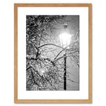 Wee Blue Coo Street Lamp Winter Night Black White Photo Framed Wall Art Print