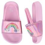 Youecci Sandales pour Filles été Enfants Plage Piscine Pantoufles Plat Antidérapant Douche Pantoufles Rose Arc-en-ciel 31 EU