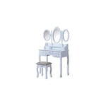 Hobag - Coiffeuse - Tabouret et miroir - 7 tiroirs et 3 miroirs - 90x40x145cm