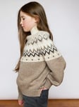 The Little Tailor Kids' Wool Blend Fair Isle Diamond Jumper, Mouse