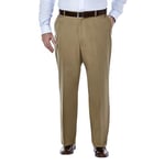 Haggar Mens Premium No Iron Khaki Classic Fit Pleat Front Regular and Big & Tall Sizes, British Khaki - Bt, 48W x 30L