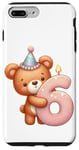 Coque pour iPhone 7 Plus/8 Plus Ours en peluche marron pour 6ème anniversaire