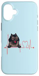 Coque pour iPhone 16 Plus EKG de battements de cœur pour chiens Wolf Spitz Funny Dogs My Cardio