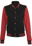 Build Your Brand Ladies Sweat College Jacket Veste Varsity Femme, Black/Red, L