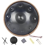 Handpan Drum 22 Inches 10 Notes 440HZ in D Minor Steel Hand Drum with Soft Handpan Bag, Harmonic Percussion for Sound Healing, Handpan Instrument for Personal Meditation,Yoga(Black)