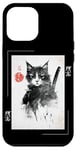 Coque pour iPhone 15 Pro Max Chat samouraï – Motif coup de pinceau japonais