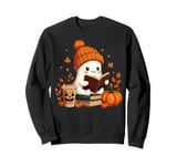 Cute Ghost Reading Book Lovers Halloween Ghost Coffee Cozy Sweatshirt