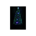 Homcom - Sapin de Noël artificiel lumineux fibre optique led multicolore + support pied ø 60 x 120H cm 130 branches étoile sommet brillante vert