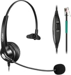 Casque téléphonique RJ9 avec microphone antibruit,casque de bureau compatible avec les téléphones fixes Polycom NEC Avaya BT Converse Paragon Mitel ShoreTel Siemens Fanvil InterTel(Q1772)