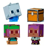 Mattel Minecraft Coffret Flippin’ Figs EFE + EFE sur Son voilier et Dauphin + Coffre avec 2 Figurines articulées 2 en 1 de 9,5 cm à Transformer, têtes surdimensionnées, JCY31