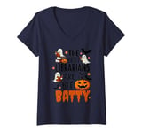 Womens The Best Librarians Are A Bit Batty Funny Halloween Fun Joke V-Neck T-Shirt