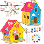 PIWOSGOL 4 Pièces Maison D'oiseau Activite Manuelle Enfant, Maison D'oiseau Bricolage Kit de Loisir Creatif, Kit Maison Oiseau en Bois, cabane Oiseaux en Bois Enfant, Cadeaux pour Garçons Filles