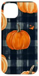 Coque pour iPhone 14 Plus Orange Minimaliste Tropical Marine Noir Plaid Halloween