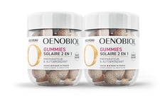 OENOBIOL - GUMMIES Solaire 2en1 - Préparateur Solaire - autobronzant - Programme 2 Mois - 2 x 60 Gummies - Arômes Naturels Fraise, Citron - Complément Alimentaire - sans Sucre - Vegan - Made In France