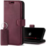 SURAZO Étui de Protection pour Samsung Galaxy S24 FE - Pliable en Cuir véritable - Magnétique - Compartiment pour Cartes - Protection RFID - Fonction Support - À Rabat - Bordeaux