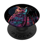 Le hibou cybernétique : un hibou cyberpunk dans un PopSockets PopGrip Adhésif