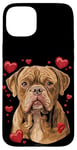 Coque pour iPhone 15 Plus Saint-Valentin Dogue de Bordeaux Chien