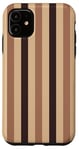 Coque pour iPhone 11 Rayures marron à rayures esthétiques Girly Preppy Tan Stripes