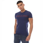 Emporio Armani Mens Crewneck T-Shirt in Blue material_cotton - Size Small