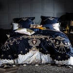 N\C Bedding Set Duvet Covers Full Queen Size Comforter Set Duvet Cover Bedding SetDuvet Sets Doublesilver Blue White Royal Embroidery 100s Egyptian Cotton Palace Cover Bed Sheet Queen King Size