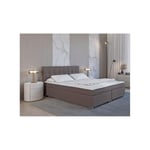 Vente-unique.com Ensemble complet boxspring tête de lit capitonnée + sommiers + matelas + surmatelas - 160 x 200 cm - Tissu - Gris - SIERO de YSMÉE