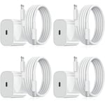 iPhone Laddare - Snabbladdare - Adapter + Kabel 20W USB-C White 4-Pack iPhone