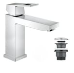 Eurocube Set Mitigeur monocommande 1/2" Lavabo Taille M +  Bonde clic clac Grohe pour lavabo avec trop-plein (23446000-CLICCLAC)