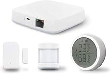 Tuya Zigbee Hub Kit (Gateway + capteur PIR + capteur de Porte + capteur de température et d'humidité) Système domotique de sécurité Domestique