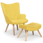 Fauteuil & Pouf Scandinave "Orle" 98cm Jaune