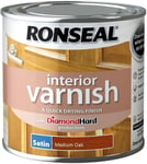 Ronseal RSLIVSMO250 250ml Quick Dry Satin Interior Varnish - Medium Oak