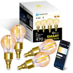 Aigostar Ampoule Connectée Alexa, Ampoule LED E14 Edison, G45 Ambre Ampoule Vintage WIFI, 4.5W 470LM, Blanc Chaud Dimmable 2700K -6500K, Compatible Alexa et Google Home, 4 Unités