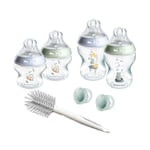 Tommee Tippee Biberon Kit Naissance pour Nouveau-Né Closer to Nature, 2 Tétines Imitant le Sein Maternel avec Valve Anti-Colique, 2 x 260ml – 2 x 150ml, 2 Sucettes - 0-6m, 1 Goupillon, Bleu