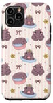 Coque pour iPhone 11 Pro Coquette Rose Nœud Bébé Hippopotame Motif Kawaii