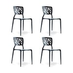 Designetsamaison - Lot de 4 chaises noires - Verdi