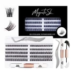 Individual Lashes 120 Cluster Lashes 3D False Eyelashes Natural Look D Curl Reusable Fluffy Lash Extension Kit with Applicator and Lash Bond and Seal DIY Cluster Eyelash Extensions Mix 10-16MM-DM01