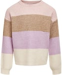 KIDS ONLY Fille Kogsandy Pull À Rayures L/S Knt Noos Sweater, Rose Sépia / Rayures : W. Coconut/Crocus Petal/Whitecap Gray, 122-128 EU