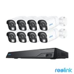 Reolink 8MP (4K) UHD NVR Poe AI 16 X Channel / 8 X Bullet Camera Kit with 4TB HD