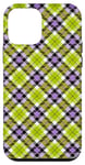 iPhone 12 mini Purple Green Plaid Halloween Plaid Fall Autumn Pumpkins Case