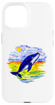 Coque pour iPhone 15 Baleine Bleue Natation