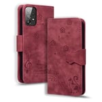 TEDTIKJT Coque pour Samsung Galaxy A24 4G Etui Protection Housse Premium en Cuir PU Flip Cover Galaxy A24 Magnétique Portefeuille Cover pour Samsung Galaxy A24 4G, Rouge Chat